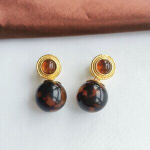 Julie Vos Madison Gold Tortoiseshell Drop Earrings